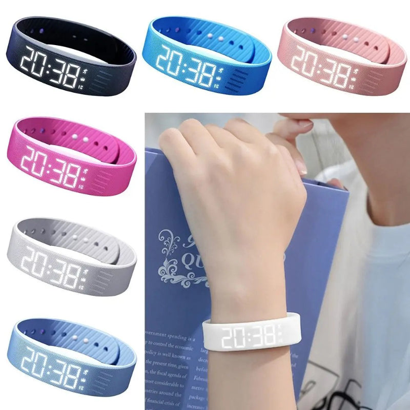 Adjustable Snooze-proof Alarm Digital LED Silicone Bracelet Watch