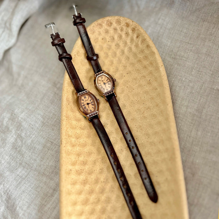 Women's Classic Barrel-Shaped Dial with Rhinestone Decor Quartz Watch