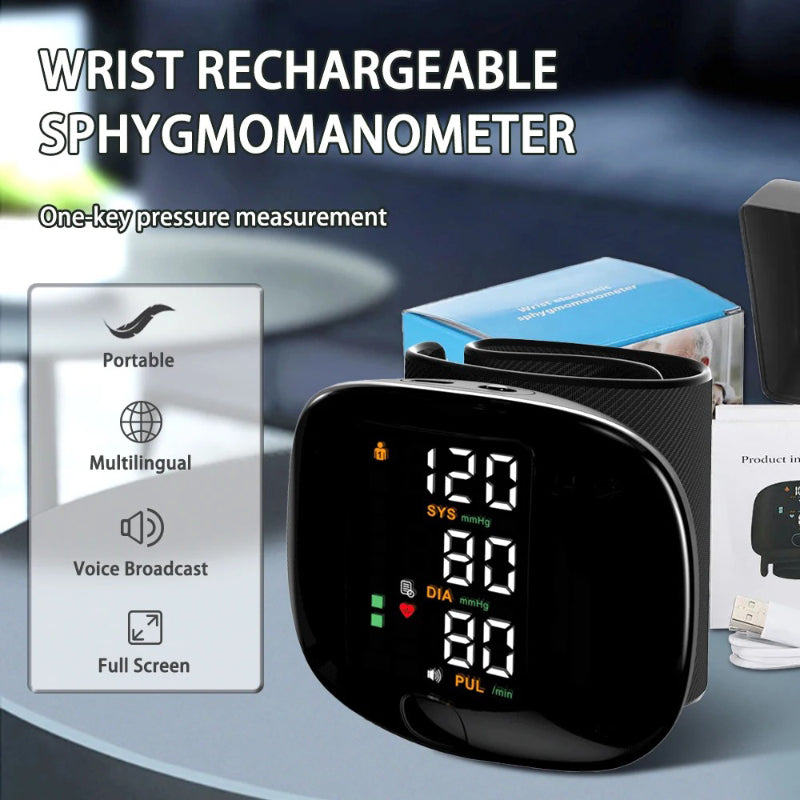 Touch Screen Digital Wrist Blood Pressure Monitor with Voice Function