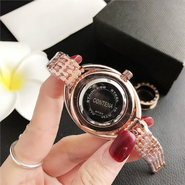 Women's Luxury Stainless Steel Rhinestone Dial Wristwatch