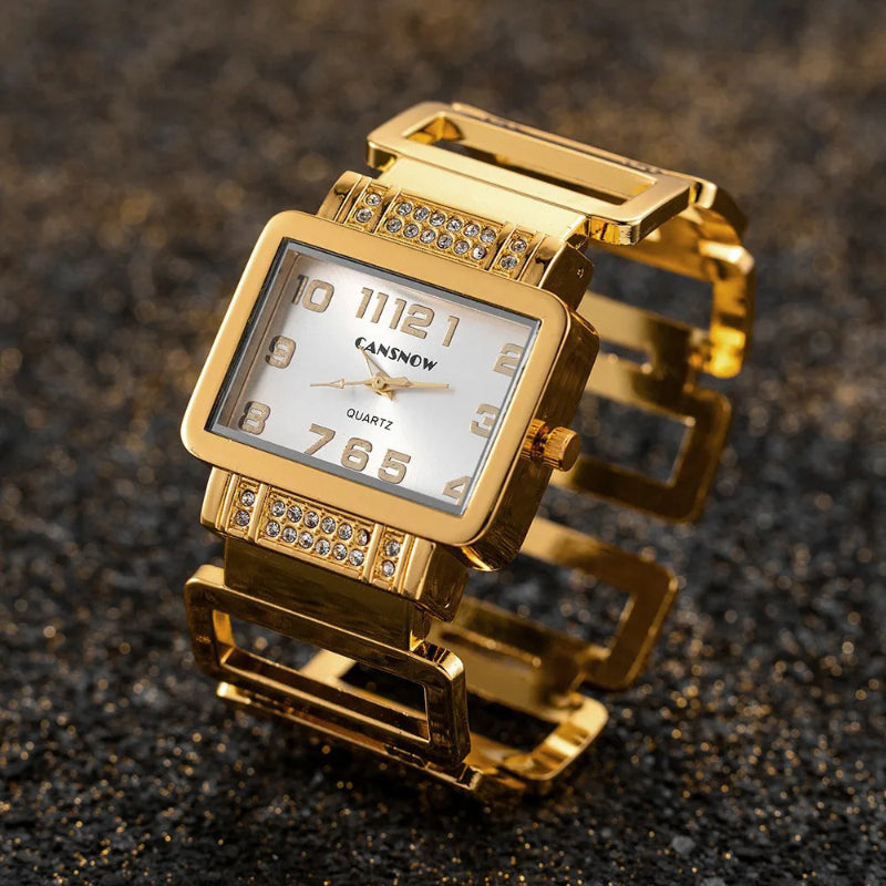 Exquisite Fashion Rectangle Dial Bracelet Quartz Watch for Women