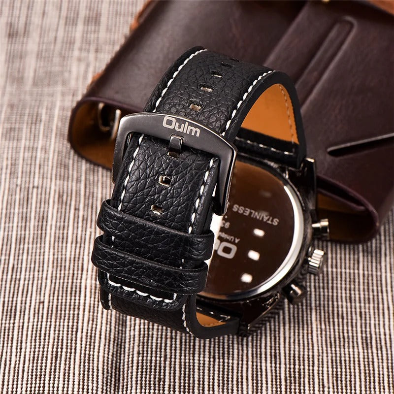Urban Explorer’s Multiple Time Zone with PU Leather Strap Quartz Watch