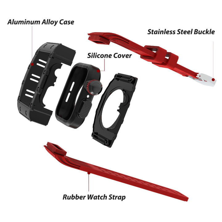 Shock-Proof Watch Band and Protective Silicone Case for Apple Watches