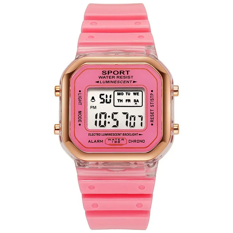 Multi-color Digital LED Display Sports Watch with Soft Rubber Strap