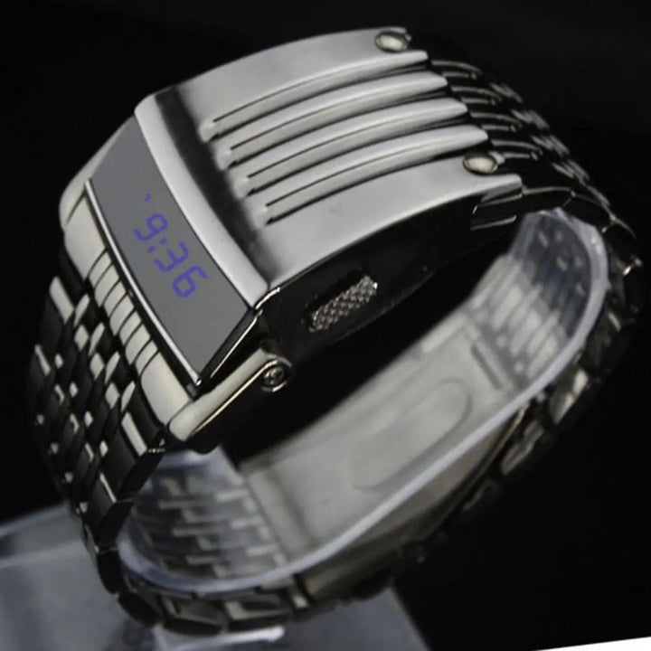 High-polish Stainless Steel Digital LED Watch with Auto Energy Save