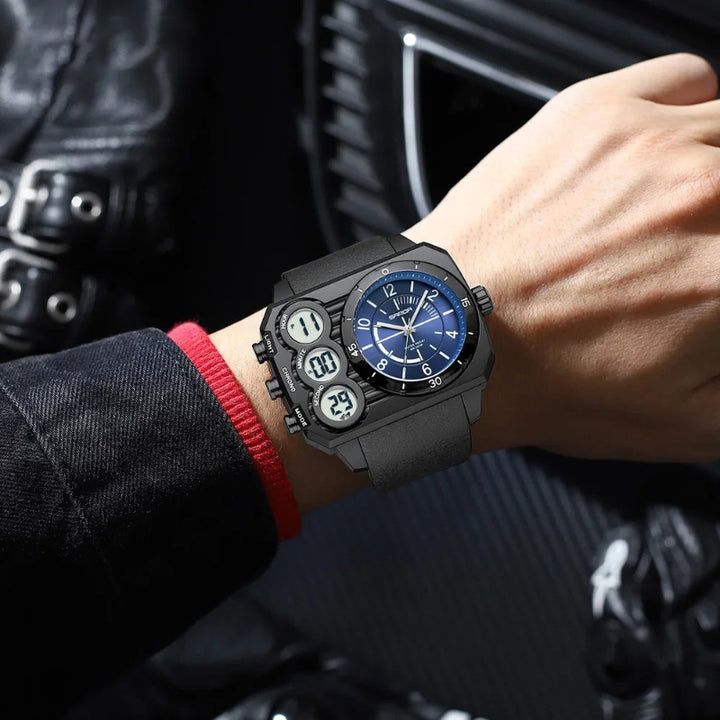 Futuristic Adventure-Ready Rugged Digital-Analog Sports Watch