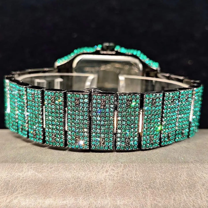 Luxurious Bling Full Rhinestone Decor Roman Numeral Quartz Watch