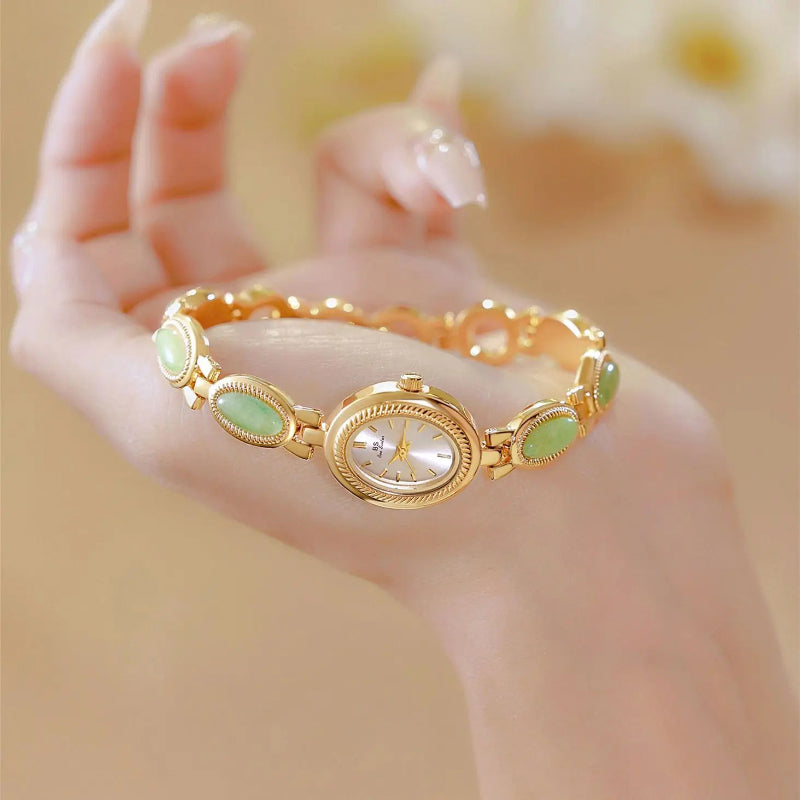 Retro Natural Dongling Stone Chain Women's Bracelet Wristwatch