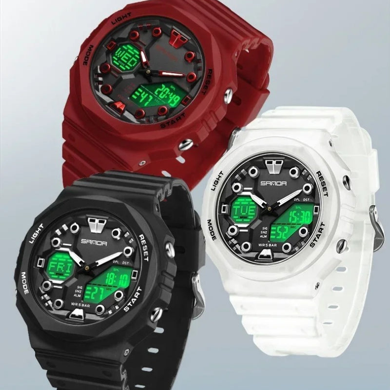 Eye-catching Colors Rubber Strap with Cool 3D Dial Sports Watch