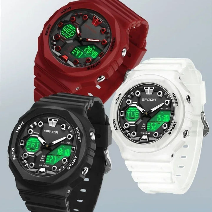Eye-catching Colors Rubber Strap with Cool 3D Dial Sports Watch