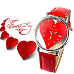 Romantic Heart Shaped Dial Display Quartz Watch for Women