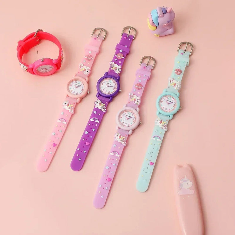 Unicorn Pattern Silicone Strap Kid's Cartoon Watch