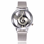 Musical Note Treble Clef Accent Silver Quartz Watches