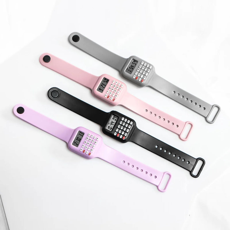 Multi-Purpose Rubber Strap Digital Watch with Calculator for Kids