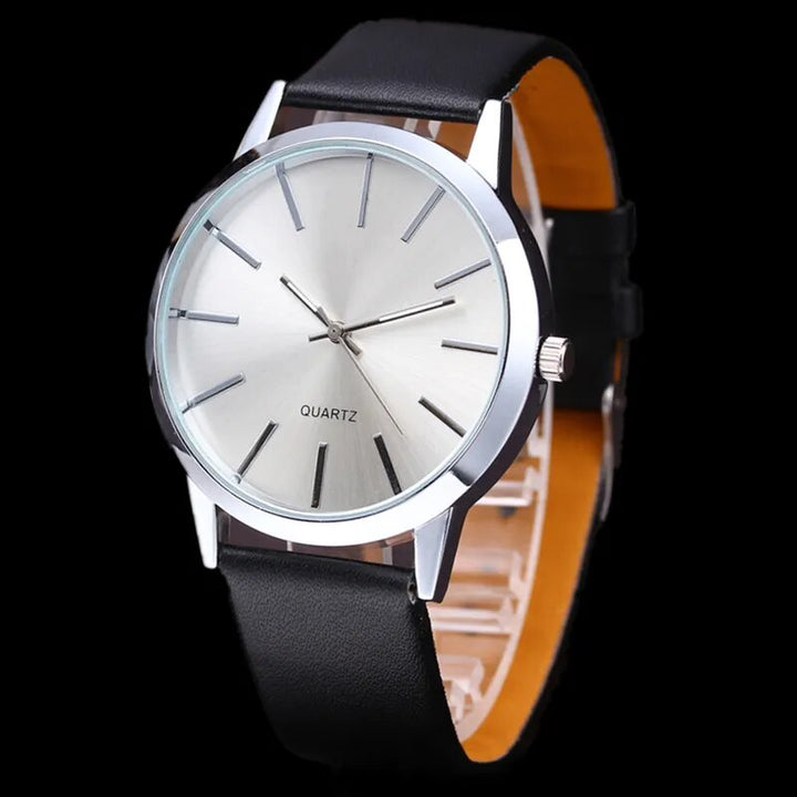 Minimalist Fashion Stick Dial with Leather Strap Quartz Watch