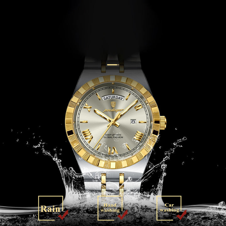 Business Elite Roman Numeral Stainless Steel Quartz Watch for Men