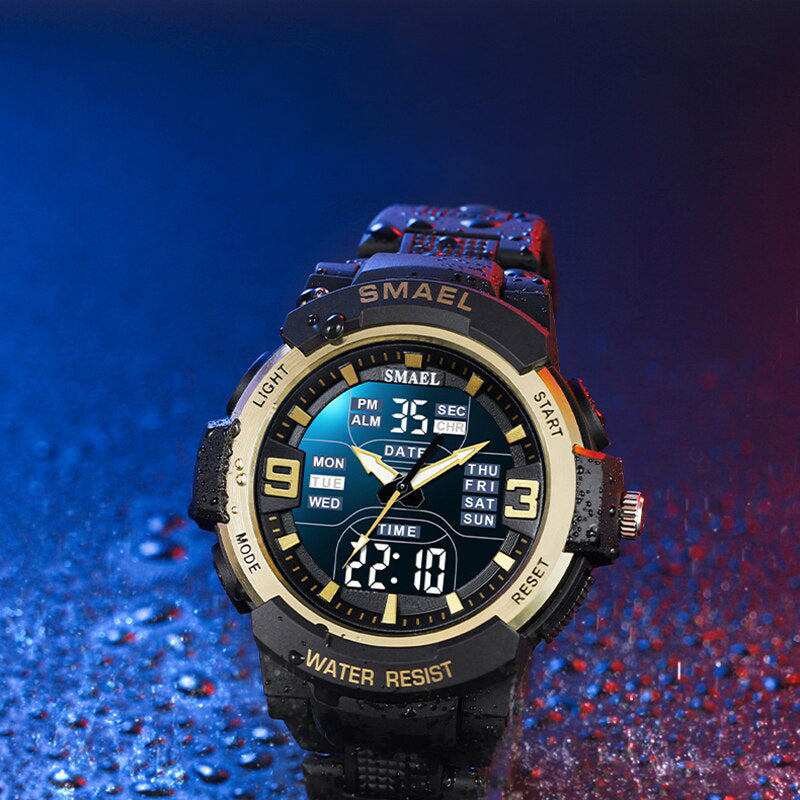 5Bar Waterproof Dual Time Military Wrist Watch for Men