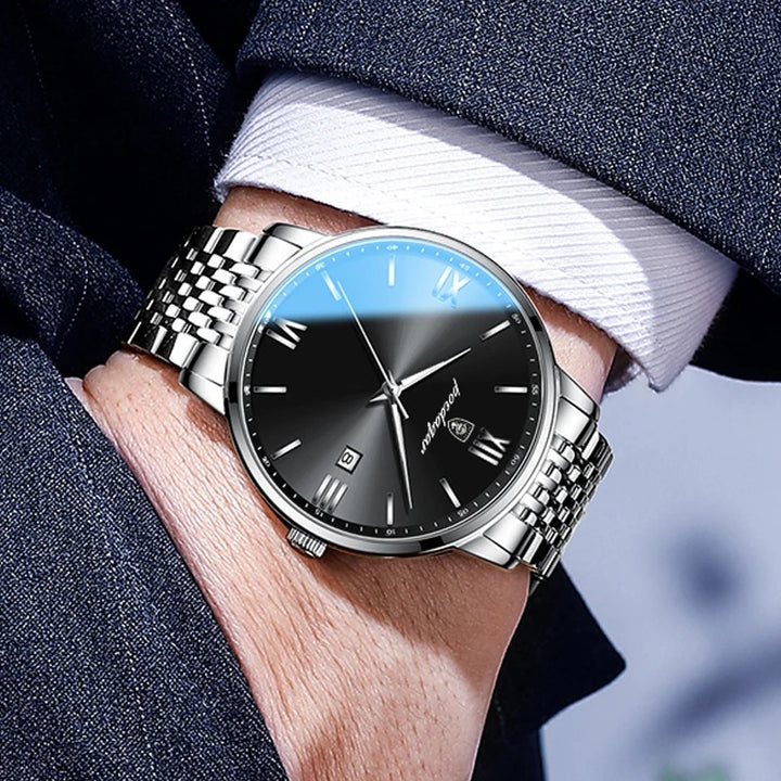 Luxurious Business Style with Roman Numerals Dials Quartz Watch for Men