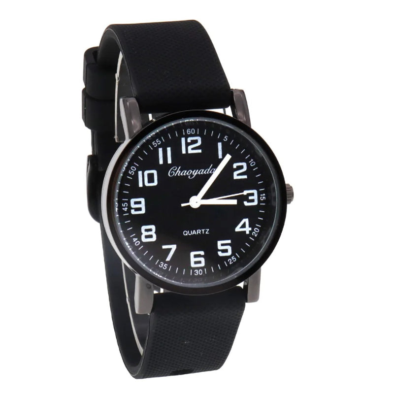 Sporty Round Case Silicone Band Quartz Watch for Kids