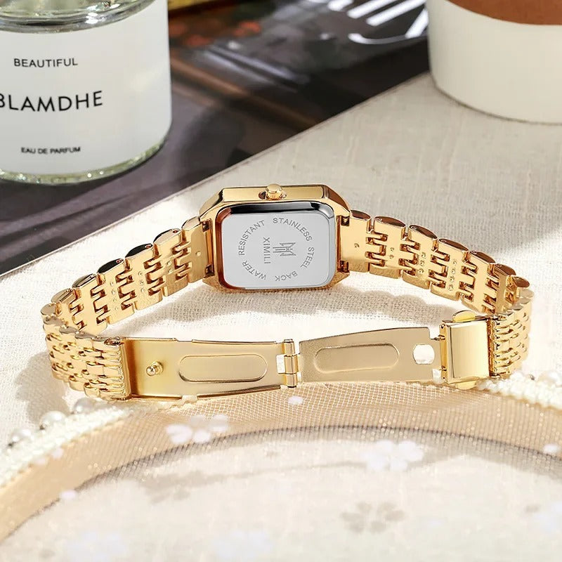 Women's Fashion Square Dial Stainless Steel Strap Quartz Watch