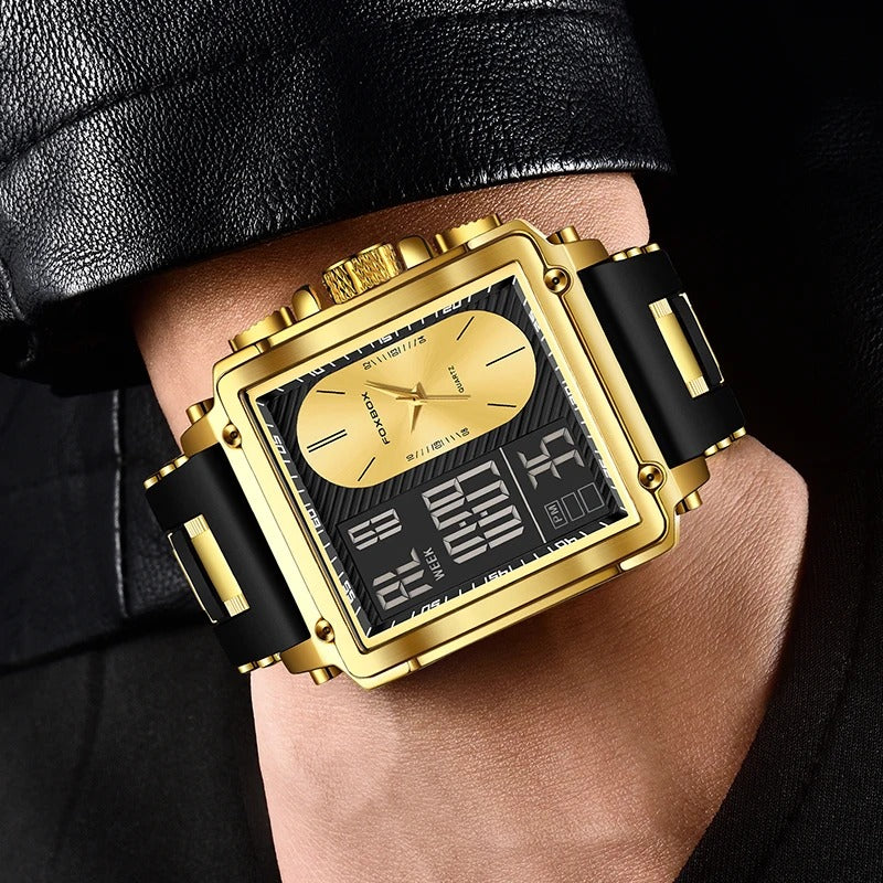 Fashion-Forward Square Case Watch for Men with Multiple Functions