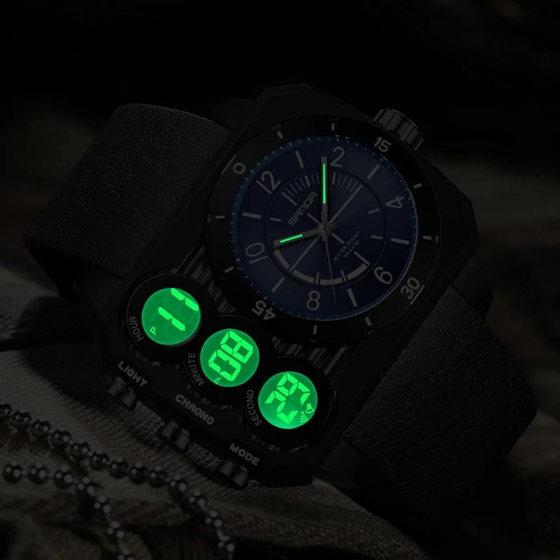 Futuristic Adventure-Ready Rugged Digital-Analog Sports Watch