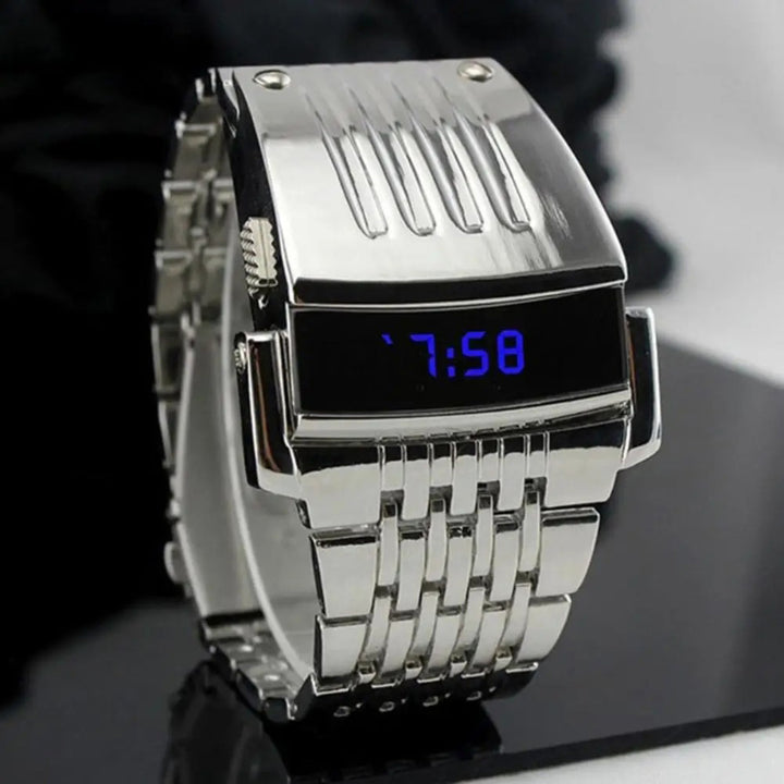 High-polish Stainless Steel Digital LED Watch with Auto Energy Save