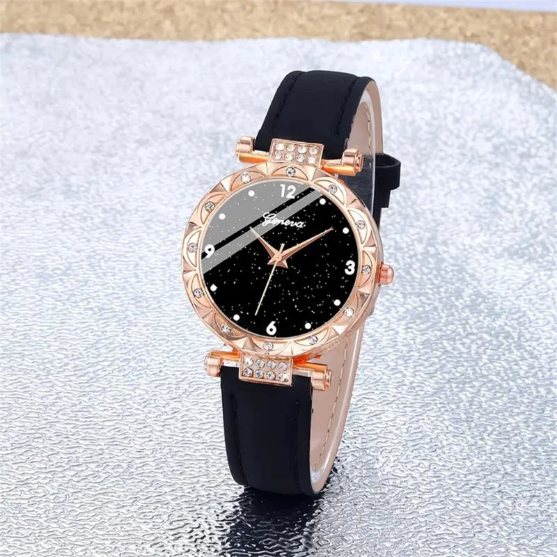 Women's Luxury Rhinestone-Decorated Quartz Watch Set