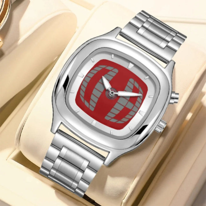 Y2K Pointer Number Dual Display Stainless Steel Men's Watch