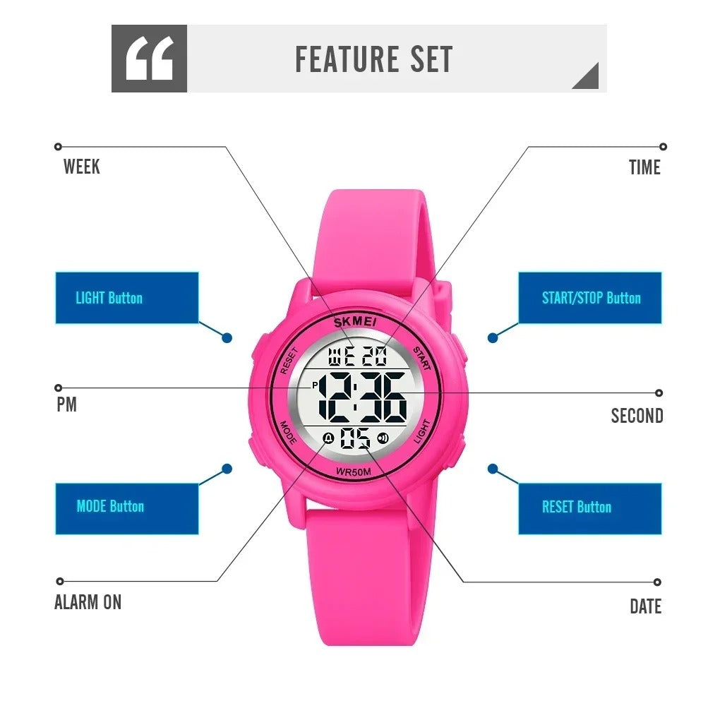 Colorful LED Backlight Children's Digital Sports Wristwatches