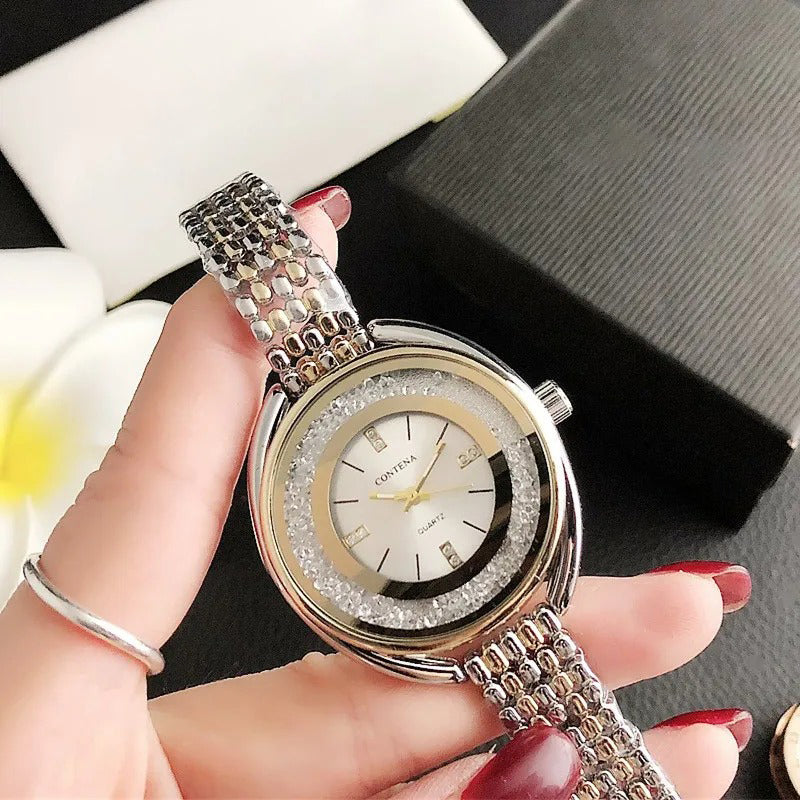 Women's Luxury Stainless Steel Rhinestone Dial Wristwatch