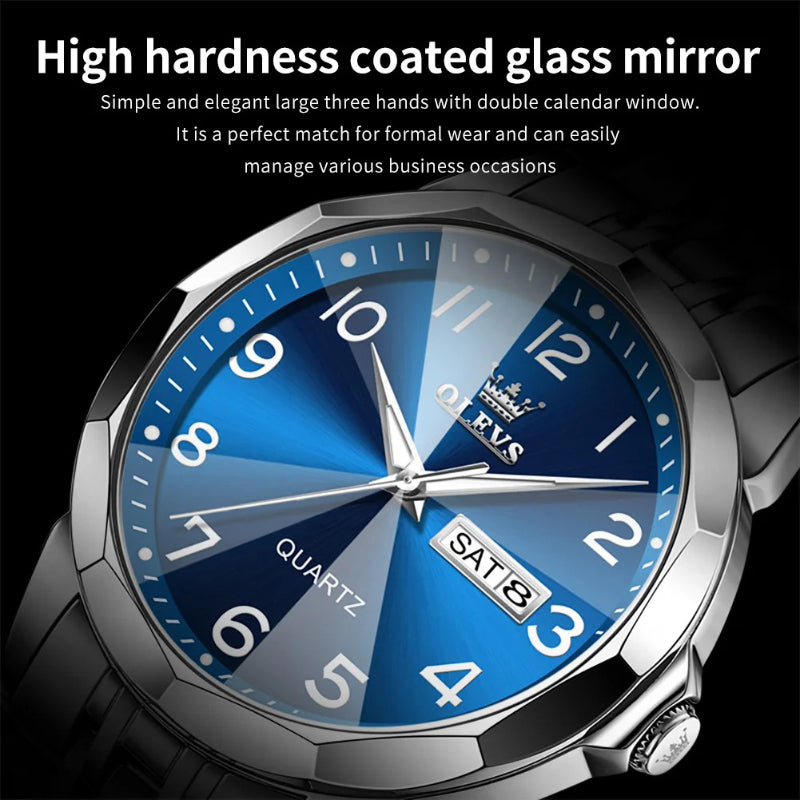 Stainless Steel Diamond Cut Mirror Design Quartz Watch for Men