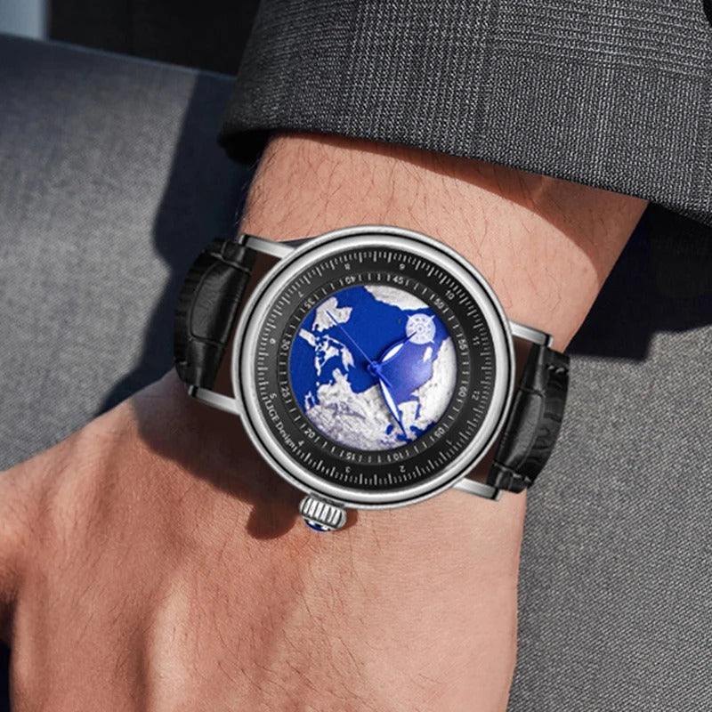 Travel-inspired Aesthetic World Map Dial Quartz Watch