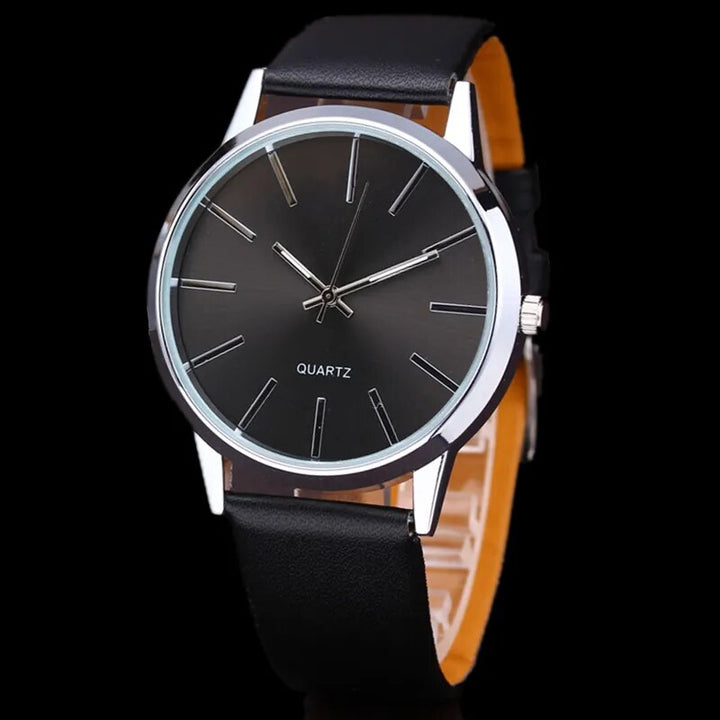 Minimalist Fashion Stick Dial with Leather Strap Quartz Watch