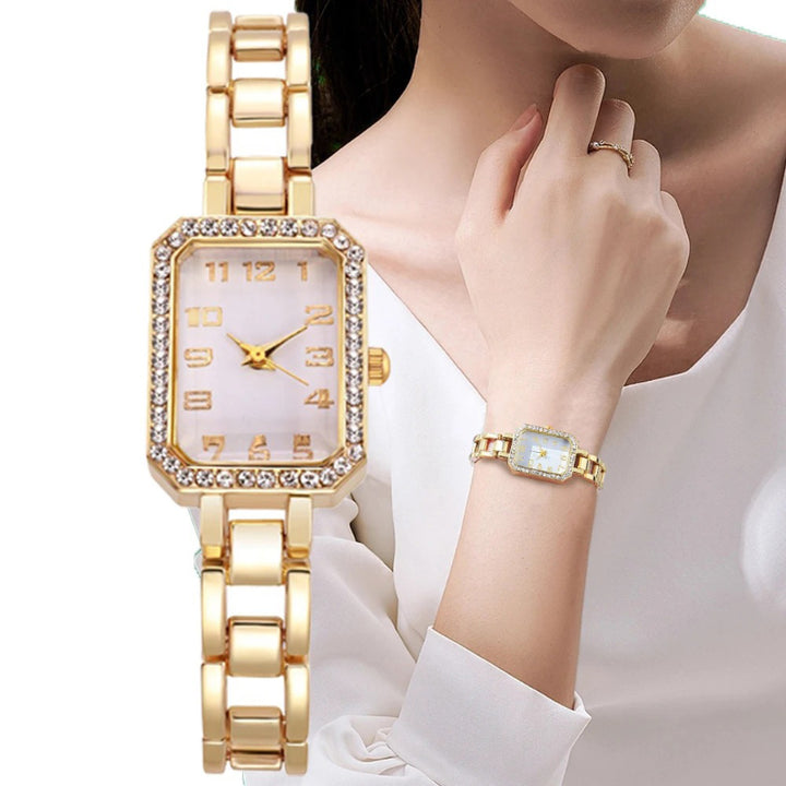 Women's Stainless Steel Bracelet Watch with Rhinestone