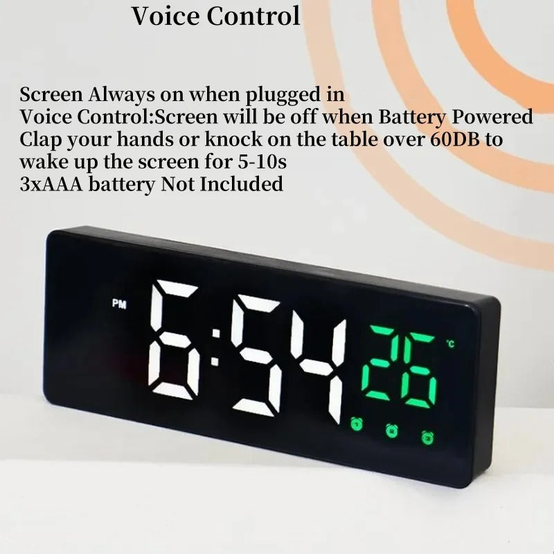 Mirror LED Digital Alarm Clock for Living Room Decoration