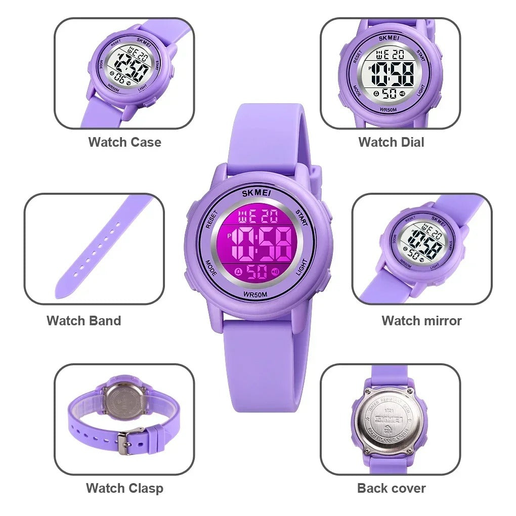 Colorful LED Backlight Children's Digital Sports Wristwatches