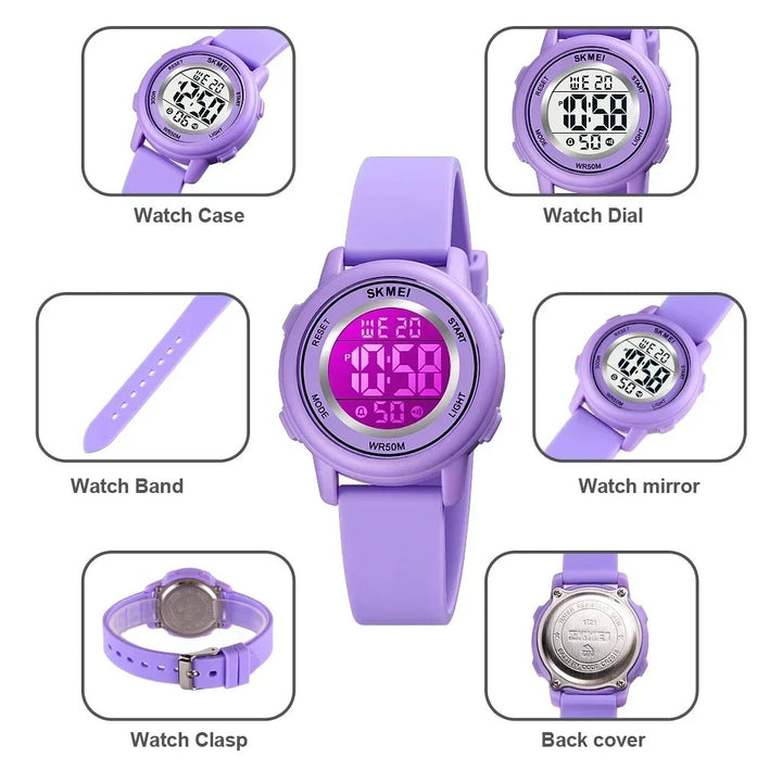 Colorful LED Backlight Children's Digital Sports Wristwatches