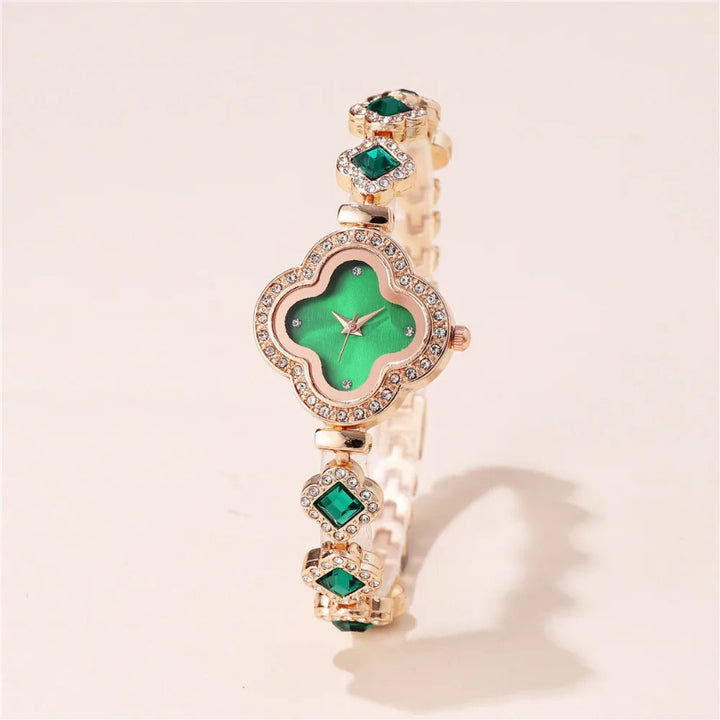 Women's Luxurious Green Four Leaf Clover Dial Fashion Watch