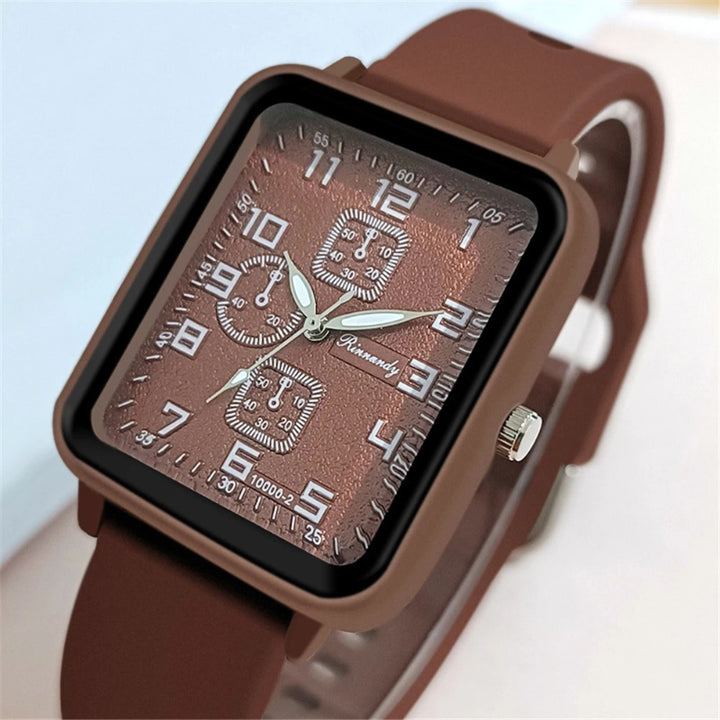 Casual Square Case Silicone Strap Fashion Quartz Wrist Watch