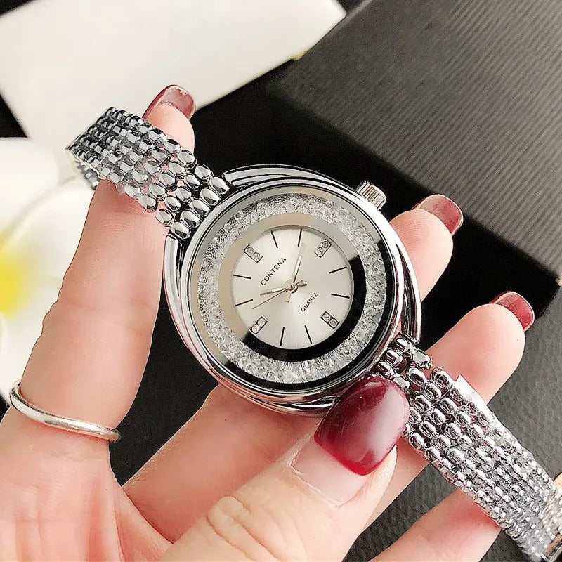 Women's Luxury Stainless Steel Rhinestone Dial Wristwatch