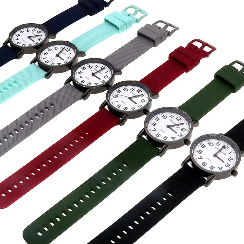 Sporty Round Case Silicone Band Quartz Watch for Kids