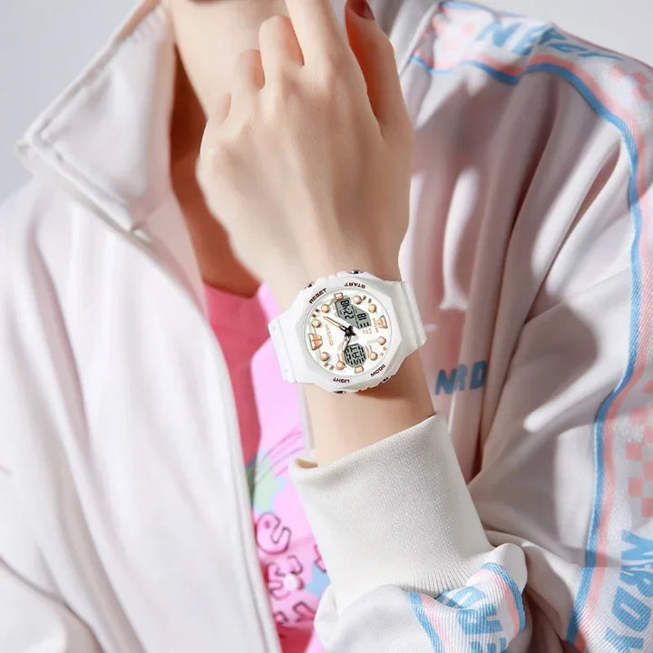 Eye-catching Colors Rubber Strap with Cool 3D Dial Sports Watch