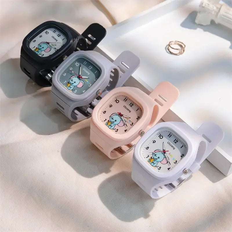 Easy to Read Cute Cartoon Elephant Kid's Wrist Watch