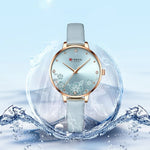 Elegant Floral Dial Design Quartz Watch for Women