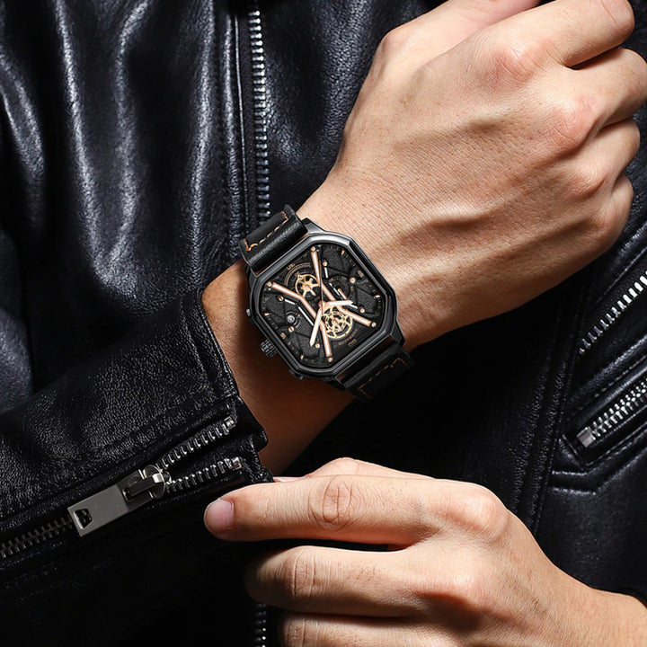 Fashion and Luxury Square Dial Luminous Quartz Watch for Men