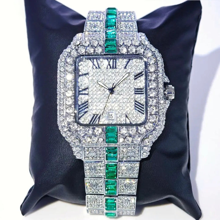 Extravagant Roman Numerals Iced Out Bling Quartz Watch
