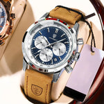 Luxury Men's Leather Strap Chronograph Quartz Watch