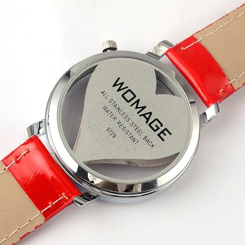 Romantic Heart Shaped Dial Display Quartz Watch for Women