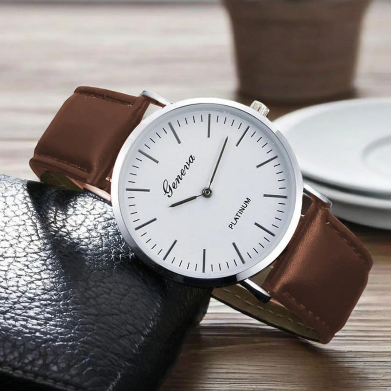 Timeless Sophistication Unisex Quartz Leather Watches